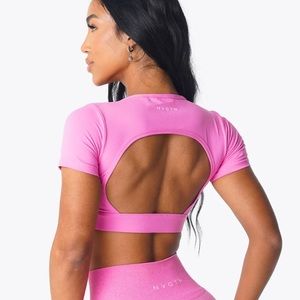 NWT NVGTN bubblegum open back tee
